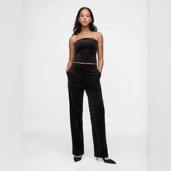 GAP Recycled High Rise Velvet Pant (Petite) - Picture 2 of 14